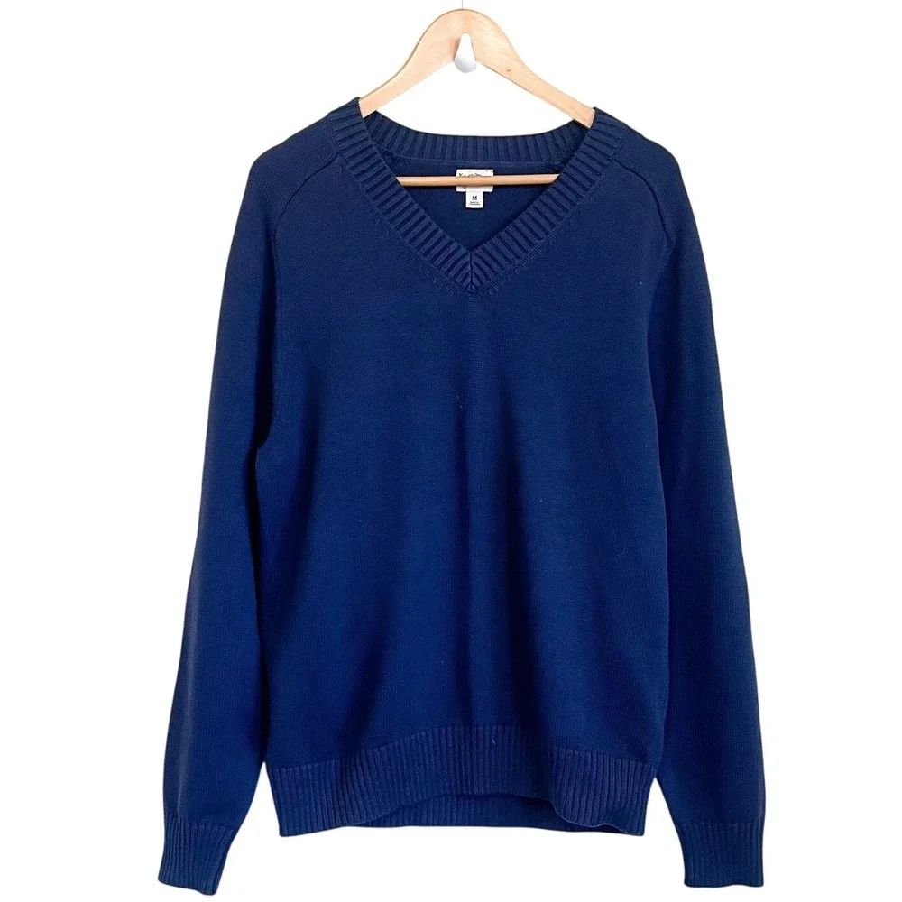 J Crew Mens Heritage Cotton V-neck Sweater Size M Blue‎ Heritage Classic Preppy